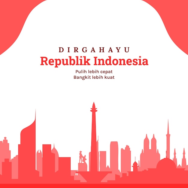 Dirgahayu republik indonesia stad achtergrond vectorillustratie