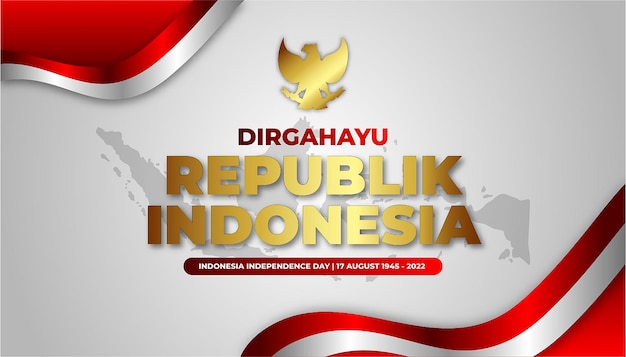 Dirgahayu Republik Индонезия с лентой флага