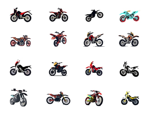 Dirt Bike Illustration Clip Art Vector Collection Dirt Bike Motorcycle Race Isolated Vector