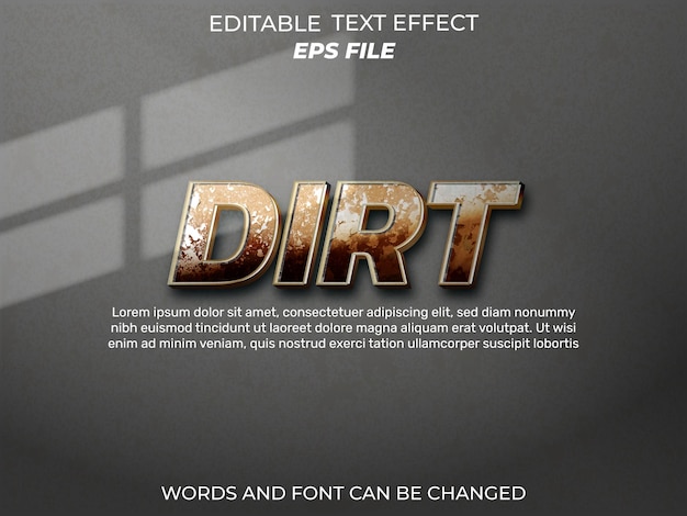 Vector dirt text effect font editable typography 3d text vector template