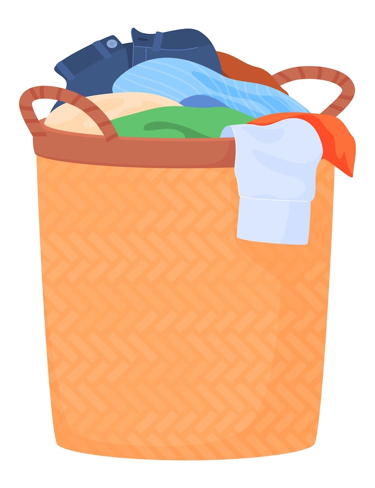 Vector dirty clothes in laundry baskets a messy pile of dirty laundry vector illustration
