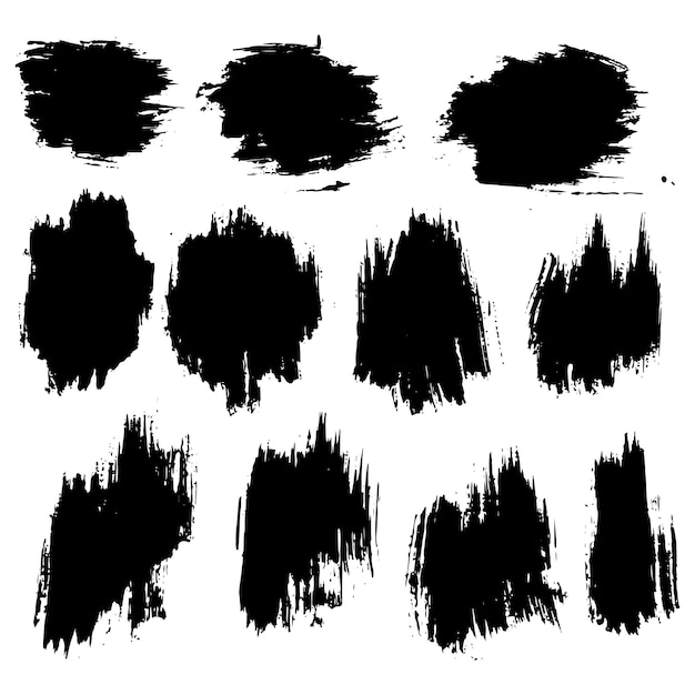 Dirty distressed black color brush stroke banner template collection