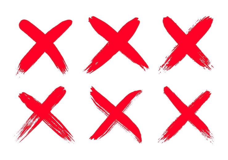 Vector dirty grunge hand drawn with brush strokes cross x vector illustration icon set