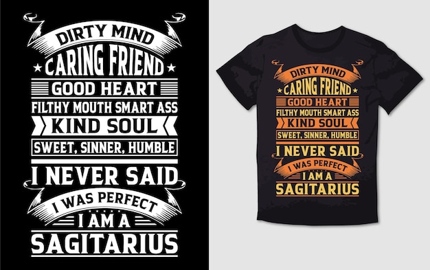 Vector dirty mind caring friend kind soul typography t shirt design