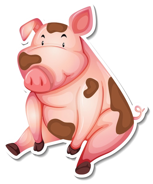 Vector dirty pig farm animal cartoon sticker