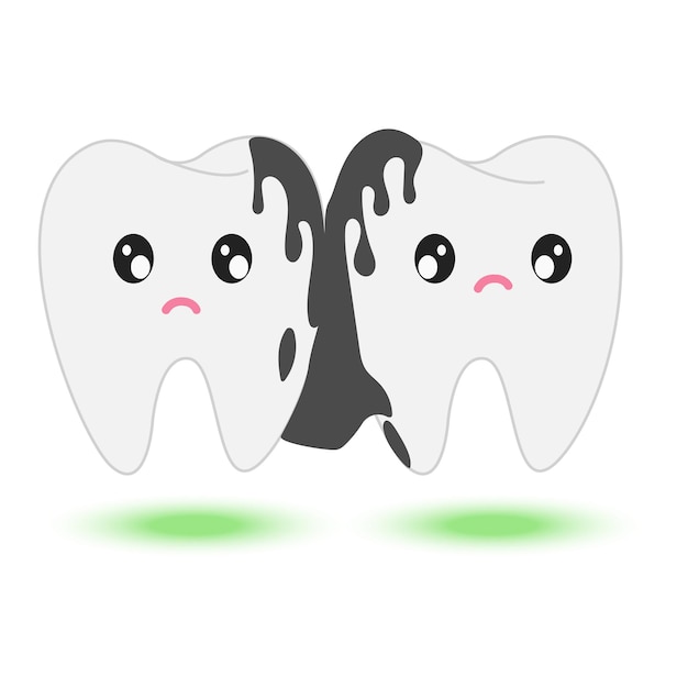 Vector dirty and smelly tooth cartoon character in flat design on white background vector illustration