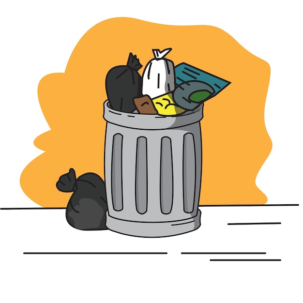 Vector dirty trash can vector illustration