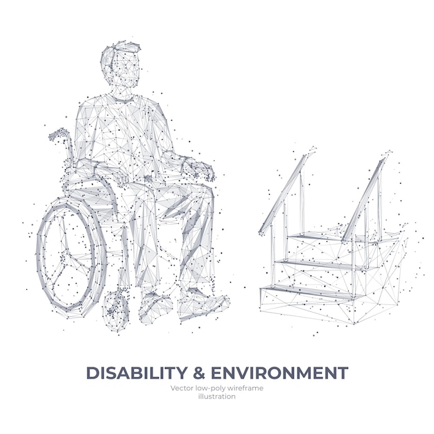 Vettore concetto di disabilità e ambiente illustrazione vettoriale dell'innovazione tecnologica digitale astratta