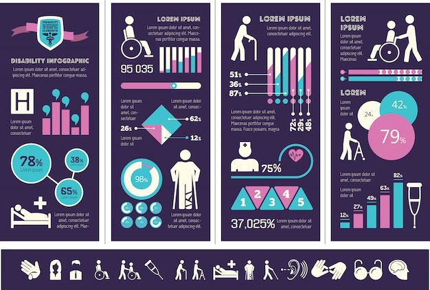 Vector disability infographic template.