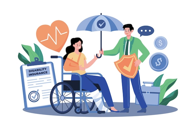 Premium Vector | Disability insurance illustration concept on white