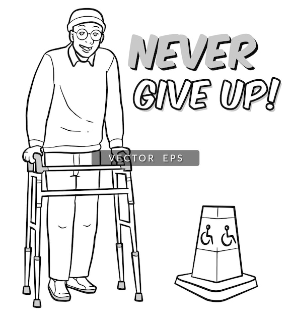 Disability people illustration coloring page