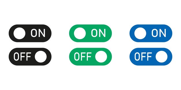 비활성화, 전환, 슬라이더 아이콘. 스마트폰용 웹 아이콘 ui입니다. 벡터 일러스트 레이 션.