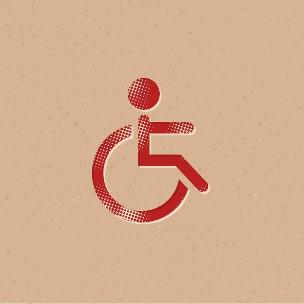 Vector disabled access halftone style icon with grunge background vector illustration