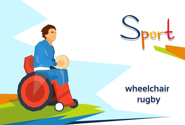 Disabled athlete play rugby on wheelchair sport competition