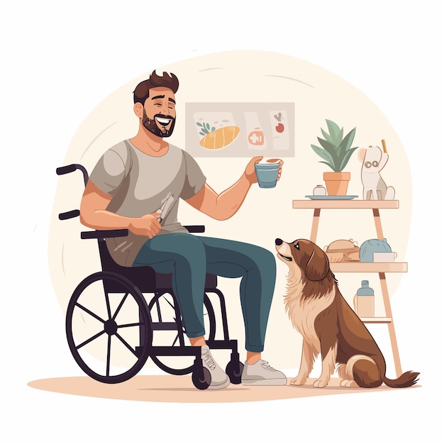 Vector disabled_man_in_wheelchair_tackles_household
