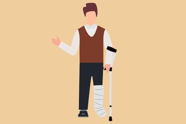 Vector a disabled man standing in the office business illustration