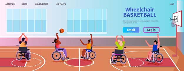 Disabled mix race men women in wheelchairs play basketball people with disabilities physical activity rehabilitation concept