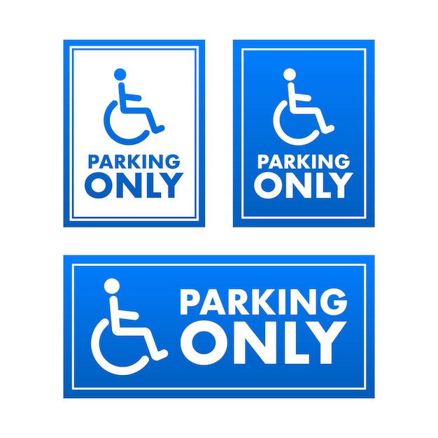Vector disabled parking only car parking sign vector stock illustration