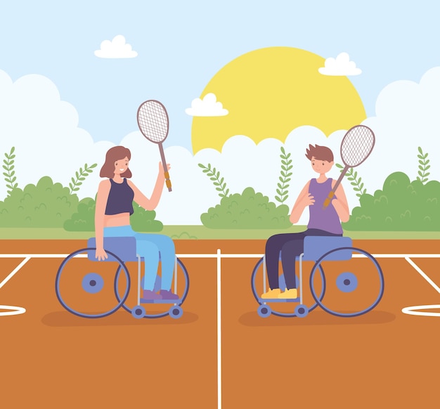 Vector disabled people cartoon