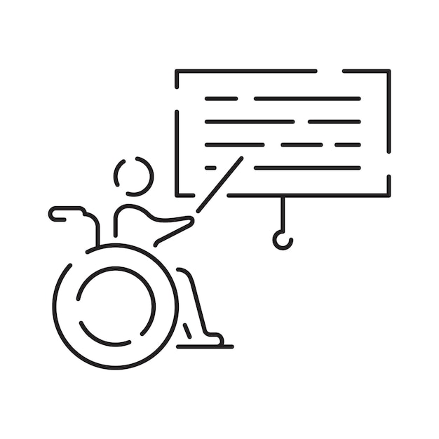 Disabled people line icon outline vector symbol linear style pictogram Signs logo illustration wheelchair older handicapped deaf and Social issue