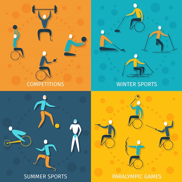 Vector disabled sports set