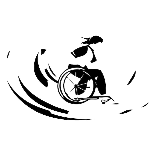 체어에 앉은 장애인 여성 터 로고 디자인 템플릿 장애인 장애 아이콘