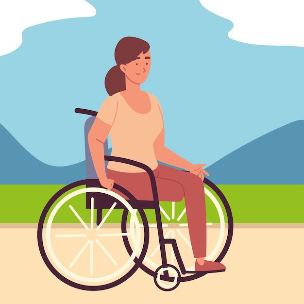 Vector disabled woman in wheelchair