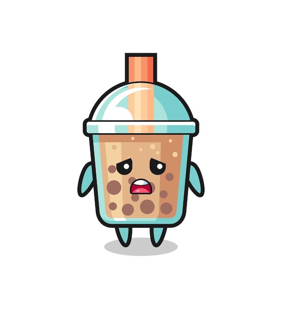 Disappointed expression of the bubble tea cartoon , cute style design for t shirt, sticker, logo element