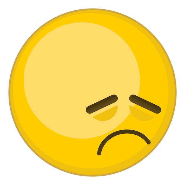 Vector disapponted face. yellow emoji with frown facial expression isolated on white background