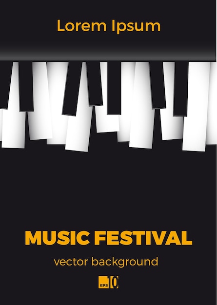 Беспорядочные клавиши пианино векторная иллюстрация для приглашения на концерт или фестиваль
