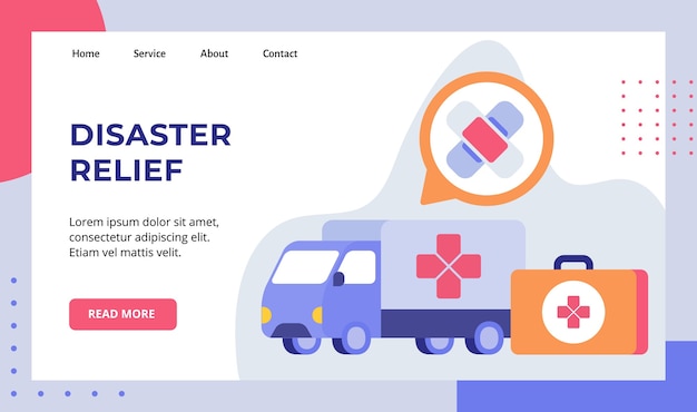 災害救援トラックバンは、ウェブサイトのホームページのランディングページのための医療機器キャンペーンを運ぶ