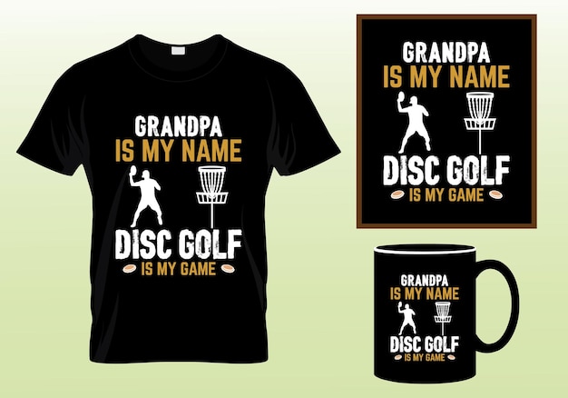 Vector disc golf player and vintage retro sunset funny disc golf t-shirt design