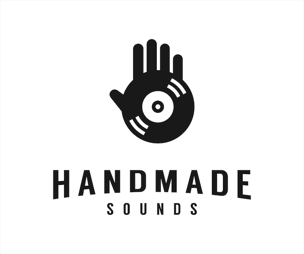 Логотип руки диска или значок dj