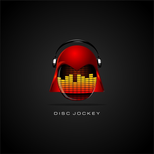 Vector disc jockey logo design met helmen en headset