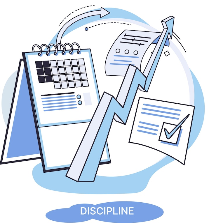 Vector discipline concept icon time management working day idea time for work hobby and study