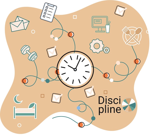 Discipline concept icon Time management Working day idea time for work hobby and study