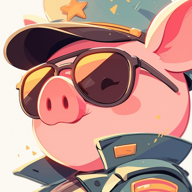 A disciplined pig soldier cartoon style