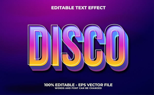 Disco 3d moderne bewerkbare teksteffectsjabloonstijl Premium Vector