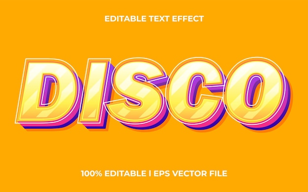 Disco 3d text effect with trendy theme. colorful text lettering typography font style