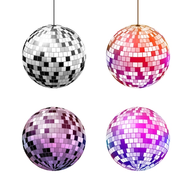 Vector disco bal met lichtstralen geïsoleerd op wit