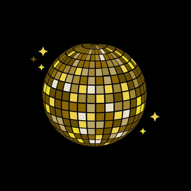 Vector disco ball black background retro party poster music poster vector illustration