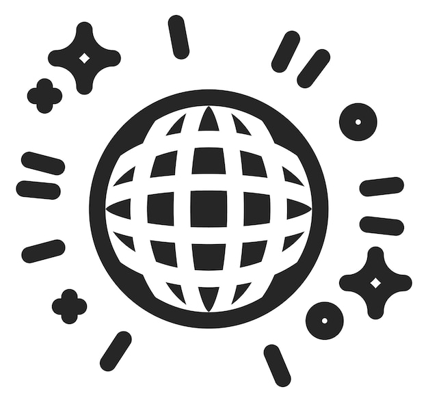 Vector disco ball black icon party dancing symbol