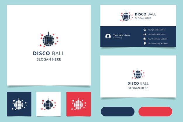 Vector disco ball logo design with editable slogan branding book