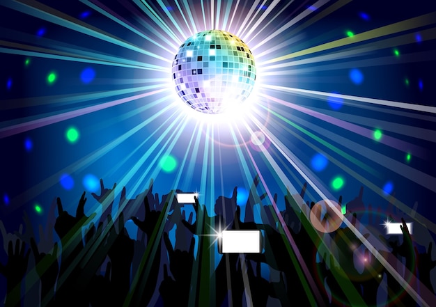 Vector disco ball of silhouettes background people