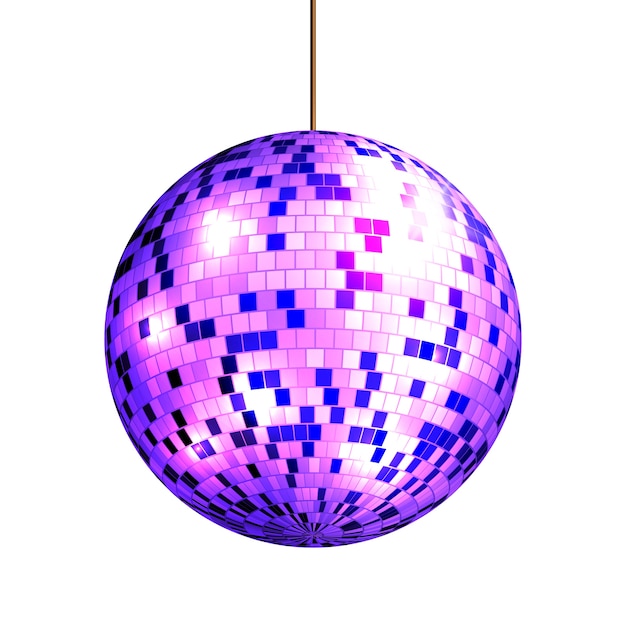 Vector disco ball with light rays isolated on white  background,