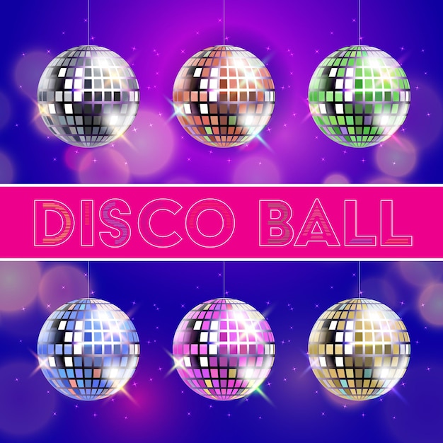 Vector disco balls multi color  happy new year