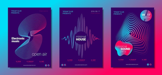 Disco flyers for electronic music festival dj posters templates