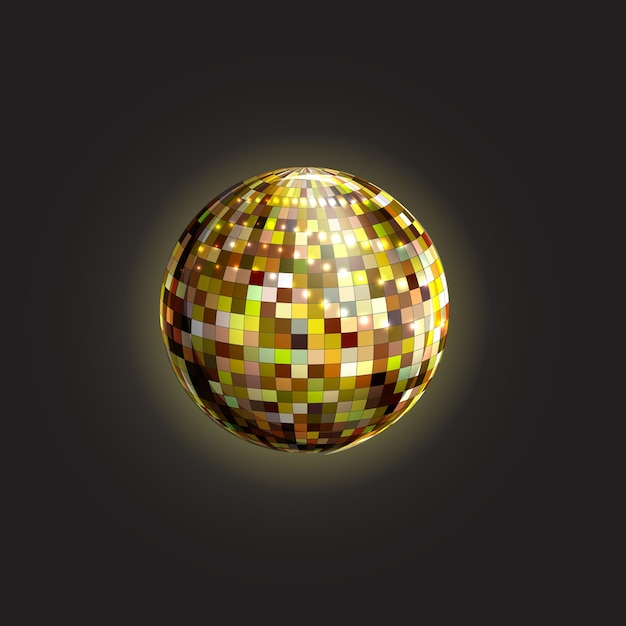 Disco glowing ball Eighties style party Decorative element Retro style