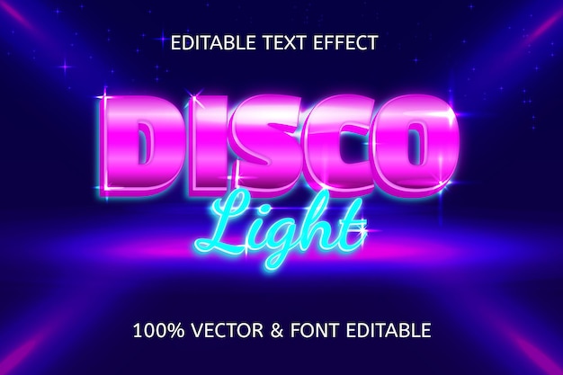 Vector disco light style neon editable text effect