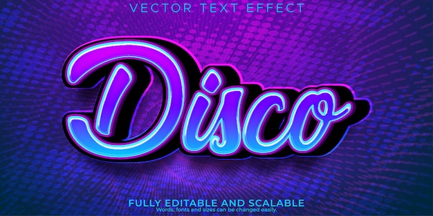 Disco music text effect editable neon and party font style